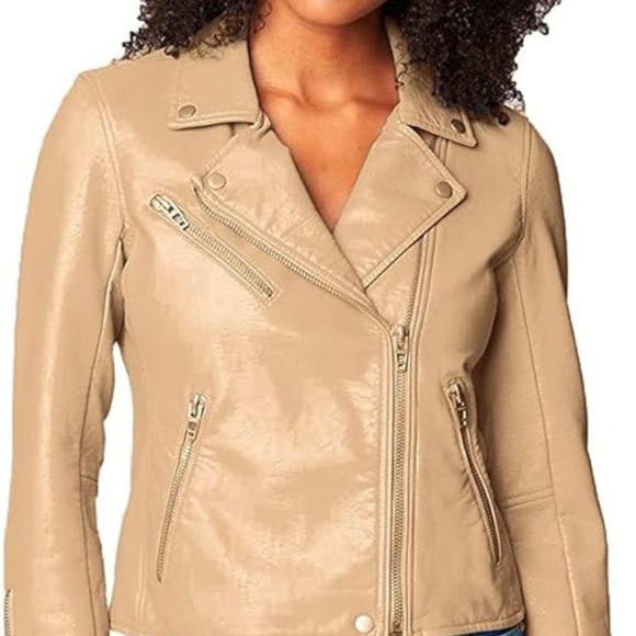 Blank NYC Moto Semi-Fit Jacket In Head To Toe Zipper Jacket Cream NWT 198 S - Picture 2 of 11